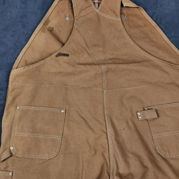 Carhartt Duck Bib Overalls Men 54x30 Brown R02 Insulated Zip Leg Double Knee USA